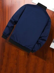 Men's Minimalist Fashion Versatile Floral Lining Casual Jacket - Blue - View 2