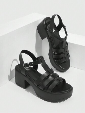 HighSole Woman Shoes Fashion Black High-Heeled Sandals For Summer Graduation Heels Prom Heels Vacation Shoes Summer Christmas Fall New Year Holiday