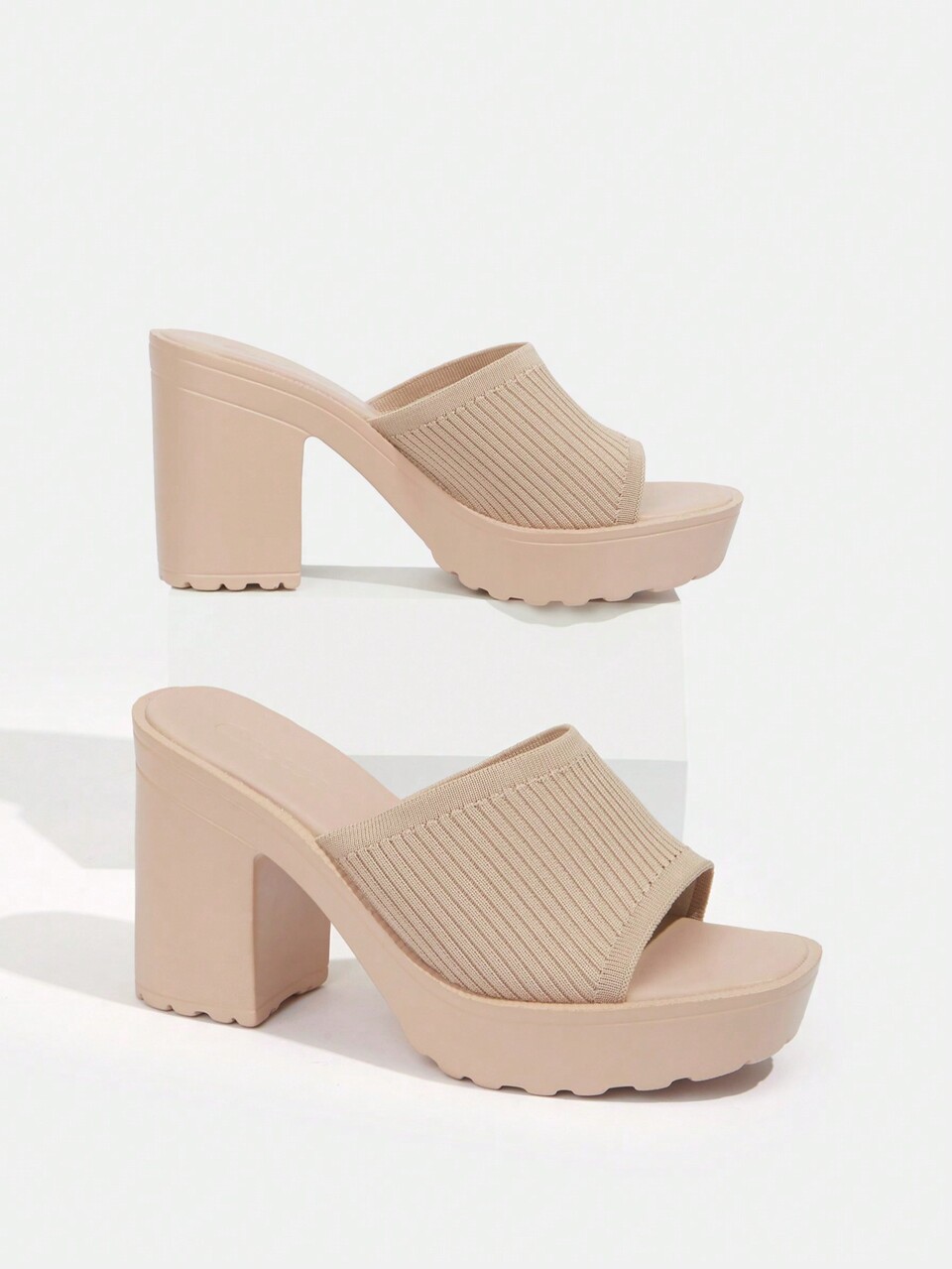 CUCCOO BASICS Woman Shoes Single Band Chunky Heeled Mule Sandals, Elegant Summer Heeled Sandals For Summer Graduation Heels Prom Heels Vacation Shoes Summer Back To School Shoes College Student Shoes Halloween Christmas Fall