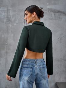 SHEIN EZwear Ladies' Short Motorcycle Style Sleeveless Long-Sleeved Shirt