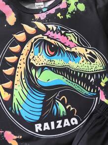 SHEIN Conjunto De 2 Piezas Para Niños, Camiseta Luminosa Corta De Color Brillante De Manga Corta Para El Verano - Negro - Ver 6