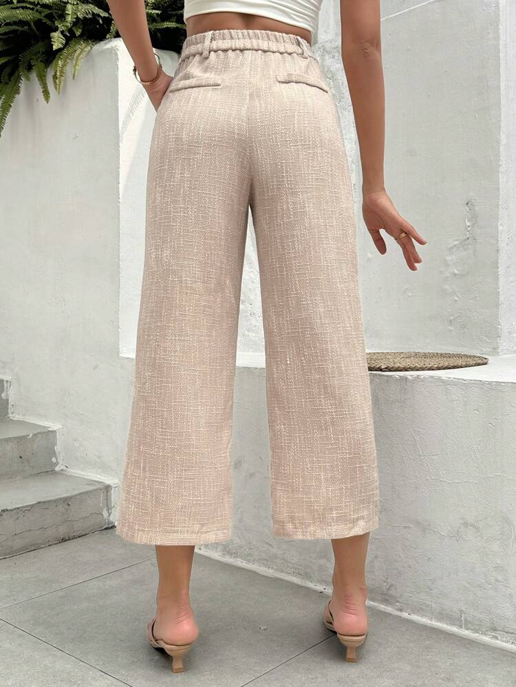 Women's High Waist Plaid Suit Pants, Woolen Long Pants