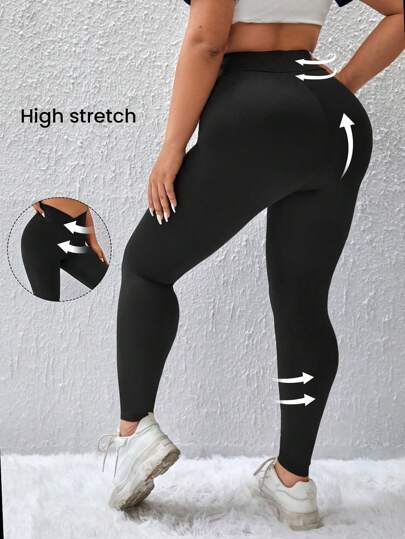 SHEIN Essnce Plus Solid V Waistband Waist Leggings