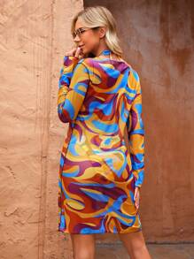 SHEIN Maternity Random Printed Long Sleeve Swimwear Set Summer - Multicolor - View 2