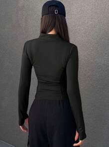 DAZY Ladies' Solid Color Simple Daily Zip-Up Jacket With Long Sleeves