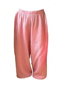 SHEIN Young Girl Casual Solid Color Drawstring Jogger Pants, Summer - Multicolor - View 7