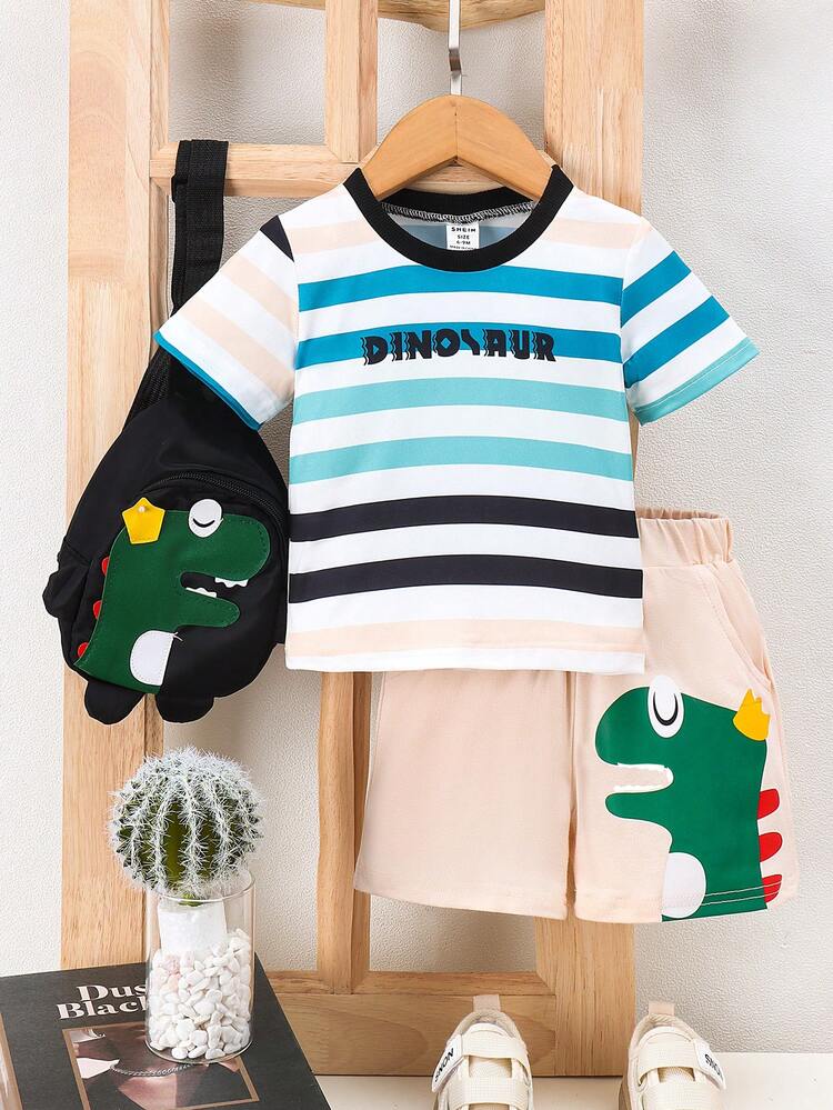 Baby Boys' Summer Casual Dinosaur Cartoon Set
