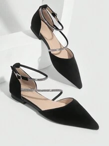 CUCCOO CHICEST Zapatos de mujer de moda con puntera puntiaguda, decorados con rhinestones, con correa para el tobillo, para zapatos de vacaciones de primavera y verano, rebajas de verano, Halloween