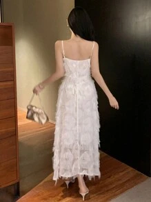 DAZY Women's Solid Color Simple Daily Cami Dress Prom Dress Sundress,Formal Women Dresses Elegant Women Dresses - White - View 5