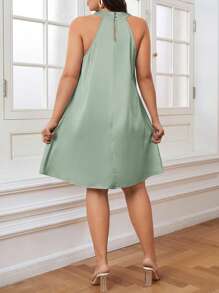 SHEIN Privé 大尺碼女士時尚十字交叉騎腰 A字裙