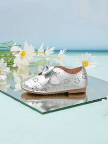 Toddlers' Silver Matte Bow Decoration Casual Flat Shoes - Gold - View 5