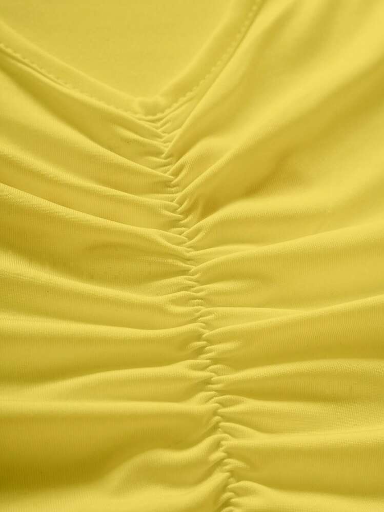 INAWLY Women's Summer Letter Printed Round Neck Crop Sleeve Cropped Casual T-Shirt Graphic Tees Women Tops - Yellow - View 6