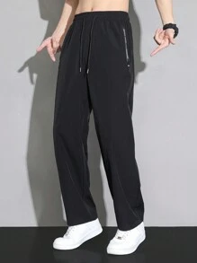 Pantalones casuales simples y lisos para hombres para uso diario - Negro - Ver 3