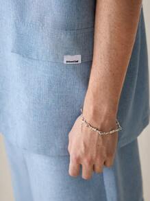 Manfinity VCAY Woven Casual Suit Shorts Two-Piece Set - Baby Blue - View 4