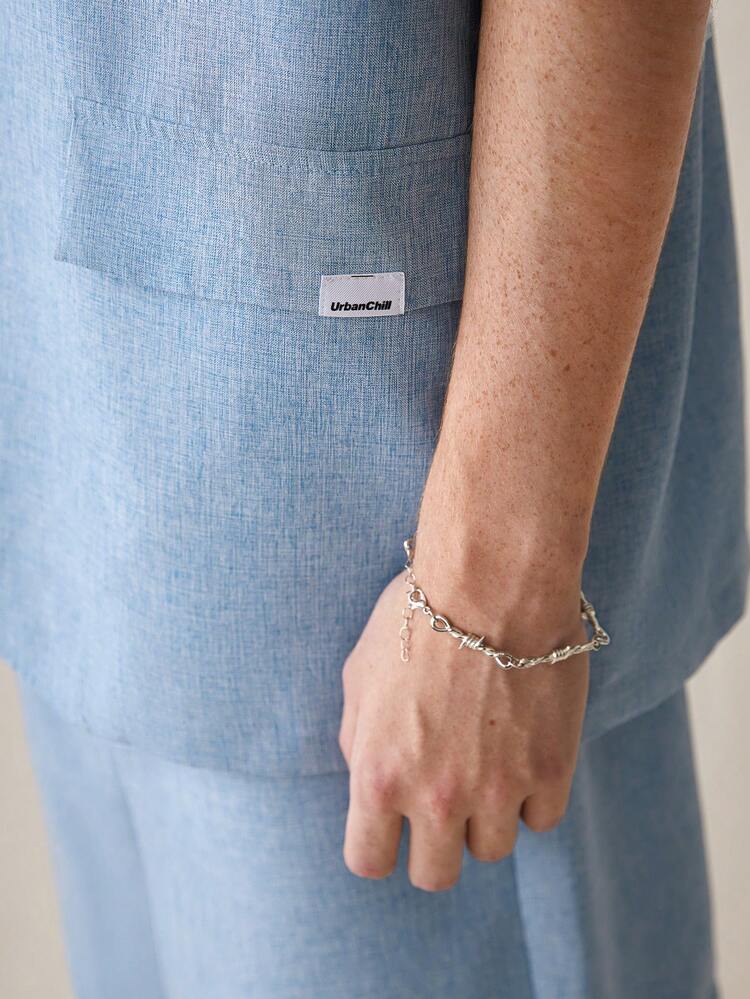 Manfinity VCAY 編織休閒運動服短褲兩件套 - 淺藍色 - 查看 4