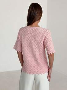 SHEIN Privé Elegant Deep V-Neck Puff Sleeve Knitted Top That Shows Slim Figure, Suitable For Street, Travel, And Dating - Beige - View 2