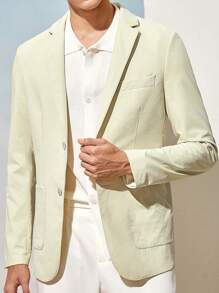 AKNOTIC Business Casual Easy Care UV Protection Men Woven Light Business Blazer, For Fall Winter - Apricot - View 2