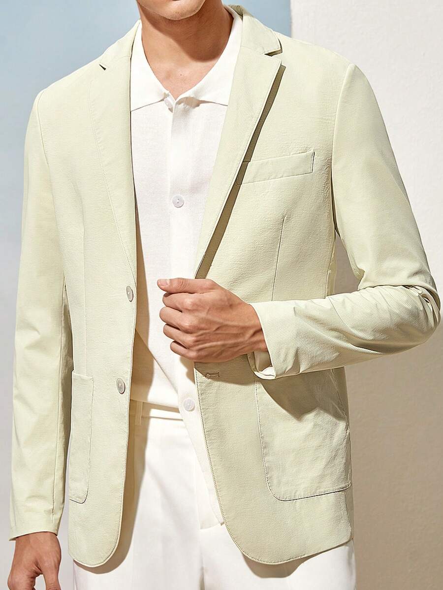 AKNOTIC Business Casual Easy Care UV Protection Men Woven Light Business Blazer, For Fall Winter