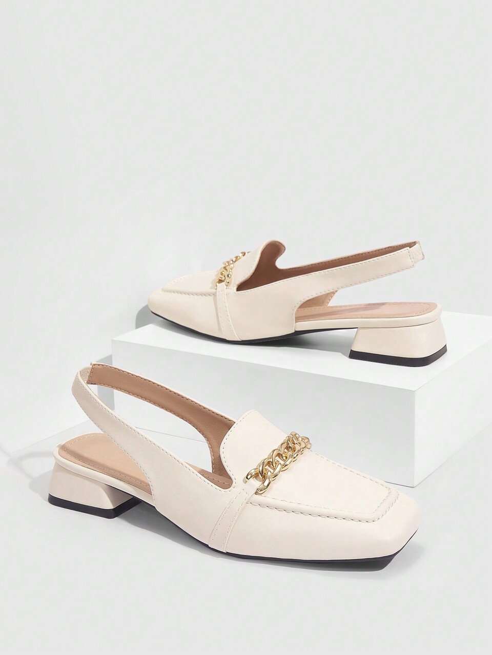 CUCCOO BIZCHIC Woman Shoes Solid Color Back Strap Flat Shoes For Summer Vacation Shoes Summer Elegant Basics Business Casual Business Chic Spring Shoes Spring Break Easter
