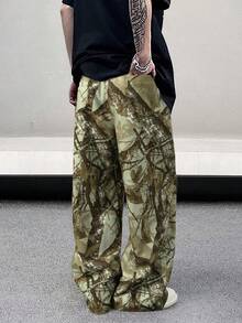 Manfinity EMRG Men's Leisure Straight Pants With Twig Print - Multicolor - View 2