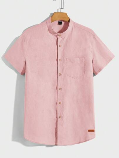 Manfinity BRENVOR Camisa tejida de manga corta unicolor, simple y de moda de verano para hombre