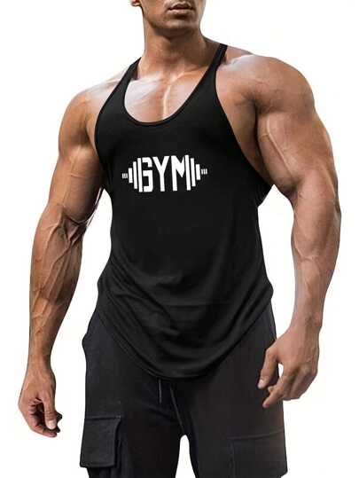 Manfinity Homme Ropa Deportiva Casual De Verano para Hombre con Letras Impresas en la Parte Superior