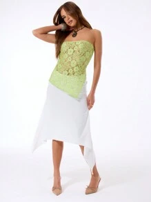 MUSERA Sheer Lace Side Split Top Summer Tube Top Summer Ibiza Going Out Tops