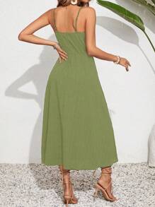 SHEIN LUNE Holiday Casual Solid Color Twisted Hollow Out Split Strap Dress