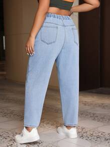 SHEIN ICON Plus Size Simple Daily Casual Denim Jeans - Light Wash - View 2