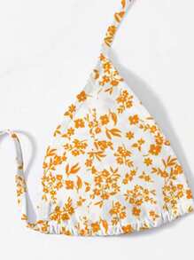 SHEIN Swim 女士度假碎花吊带性感比基尼套装，比基尼套装分开。印花图案随机。，夏日海滩 - 彩色 - 查看 3