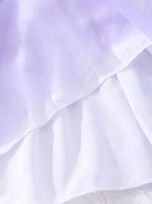 Tween Girls' Floral Printed Sleeveless Mesh Splice Dress With Bag - Purple - View 3