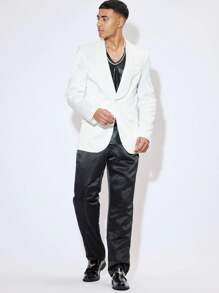 Manfinity VCAY Men's Casual Solid Color Shawl Collar Suit Two Pieces Set With Long Coat And Pants - Multicolor - View 1
