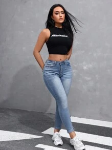 Jeanoix Jeans casuales ajustados para mujer con bolsillos, para uso diario