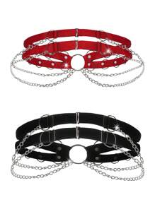 Accesorio de cadena metálica de la serie punk exótica de talla grande, conjuto de 2 piezas - Multicolor - Ver 2