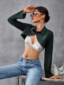 SHEIN EZwear Ladies' Short Motorcycle Style Sleeveless Long-Sleeved Shirt