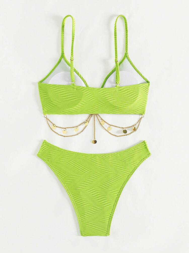 Women's Vacation Round Ring Link Sexy Bikini Set Summer