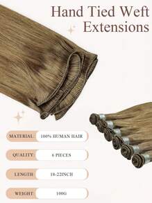 Human Hair Weft Extension 18-22Inch #8 Olive Greenish- Hair Weft Hand Tied Weft Extensions Remy Human Hair Weft Extensions - S8 - View 4