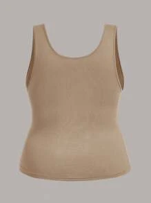 SHEIN LUNE 3 件套休闲纯色圆领修身背心，大码女款，夏季 - 彩色 - 查看 3