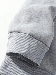 EMERY ROSE Sweatshirt ukuran plus Huruf Slogan Casual - Light Grey - View 4