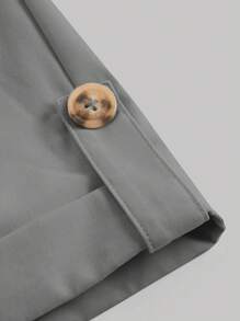 SHEIN MOD Slant Pocket Belted Khaki Straight Shorts With Free Belt - Grey - View 3