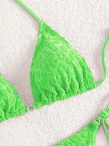 SHEIN Swim 女款純色露背頸帶性感比基尼套裝，完美適用於度假或海灘