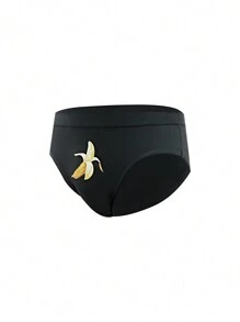 Men's Fashionable Banana Printed Trunks - Black - View 4