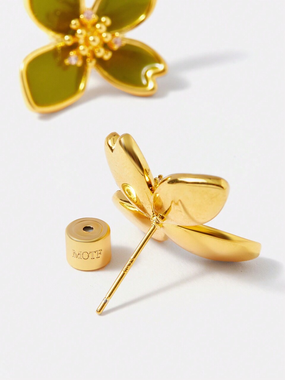 MOTF COPPER PLATED DROP OIL ENAMEL COLORFUL FLOWER STUD EARRINGS