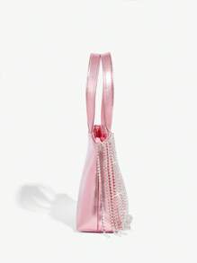 SHEIN BAE 女士派對俱樂部情人節晚宴約會生日晚宴包鑲有鑽石流蘇手拿包 - 粉色 - 查看 5