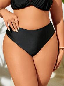 Swim Vcay Plus Size Solid Color Bikini Bottoms For Beach Vacation Summer
