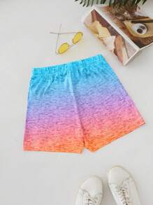 SHEIN LUNE Women's Color Block Butterfly Printed Summer Casual Shorts - Multicolor - View 2
