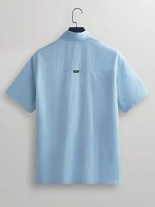 Manfinity VCAY Men Solid Color Simple Style Short Sleeve Woven Casual Shirt For Daily Wear