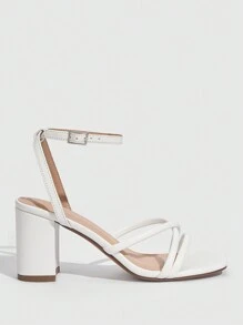 CUCCOO BIZCHIC 女士鞋子时尚白色系带高跟凉鞋女士夏季毕业高跟鞋舞会高跟鞋度假鞋夏季促销优雅基础款商务休闲商务时尚圣诞节秋季新年假期 - 白色 - 查看 3