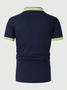 Manfinity Homme Áo sơ mi ngắn tay dành cho nam Plus Size Khối màu chắp vá cho trang phục thường ngày mùa hè - Màu xanh lam - Xem 2