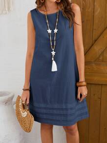 EMERY ROSE Abito casual estivo senza maniche con collo tondo a tinta unita da donna